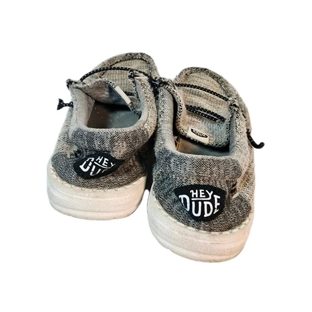 Hey Dude Wally Youth Kids‎ Shoes Gray Knit Slip On Casual Sneakers Size 12